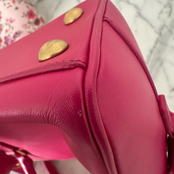Authentic Yves Saint Laurent Pink Calfskin Leather Baby Duffle Crossbody
